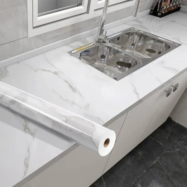 Marble Sheet Sticker | White & Grey | Best Quality | 60 x 200 cm - Image 6